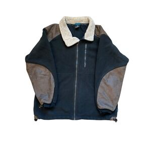 Kuhl AlpenWurxs Jacket Medium Brown Black Fleece Full‎ Zip Sherpa Faux Leather
